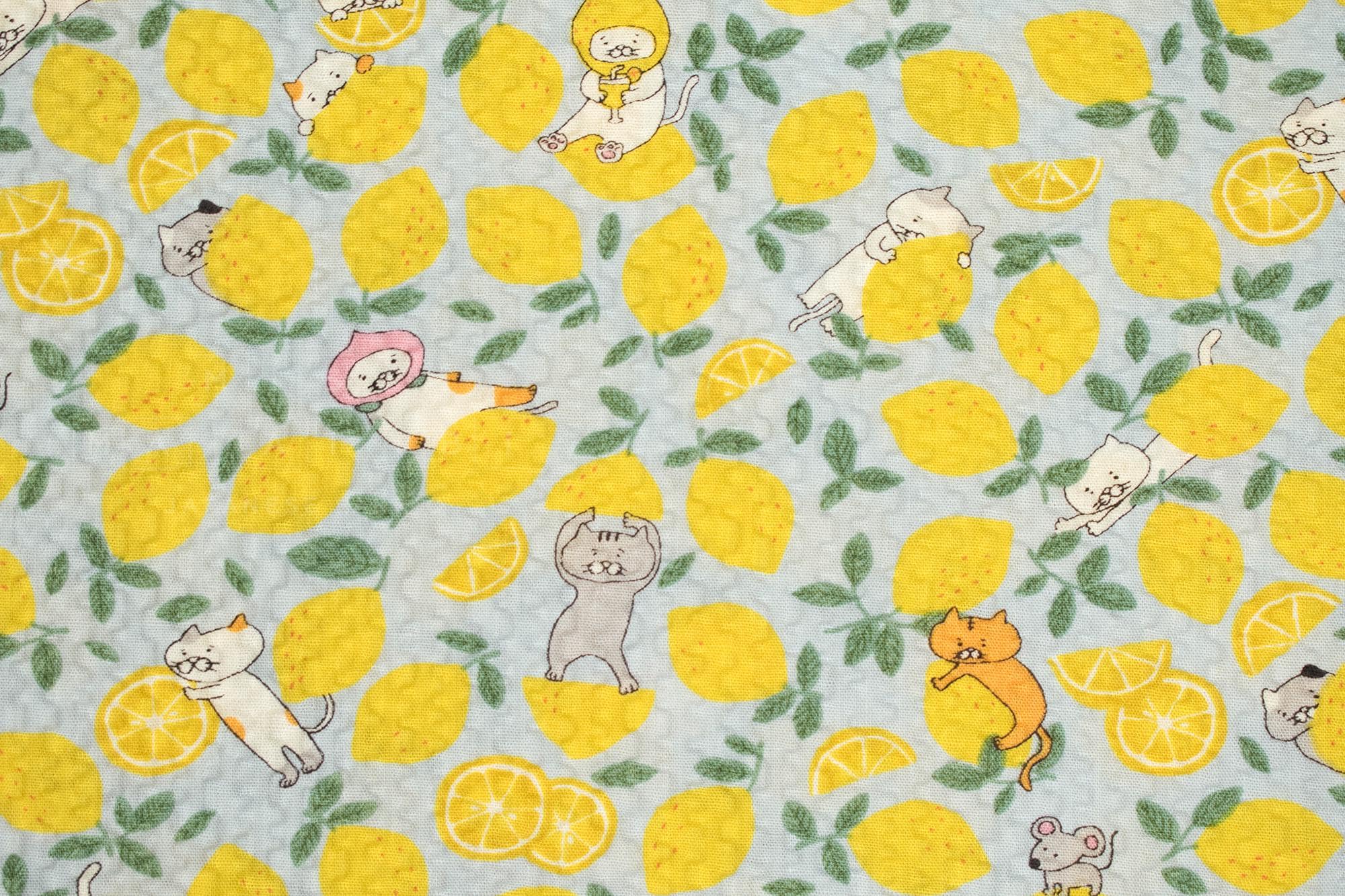 Cotton Ripple Lemonade Cats - C – Miss Matatabi Japanese Fabric