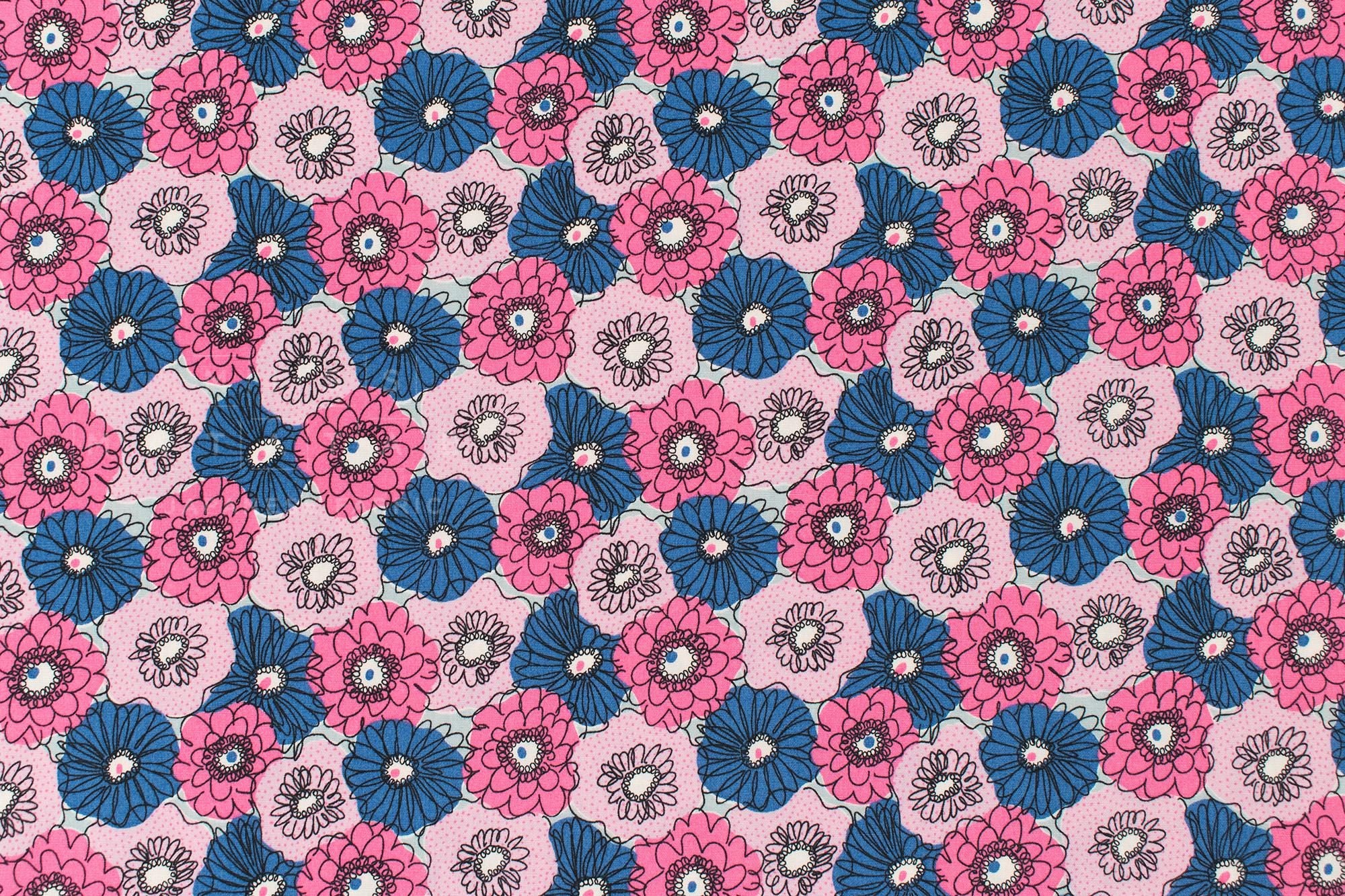Japanese Fabric Bright Flowers - E - 50cm