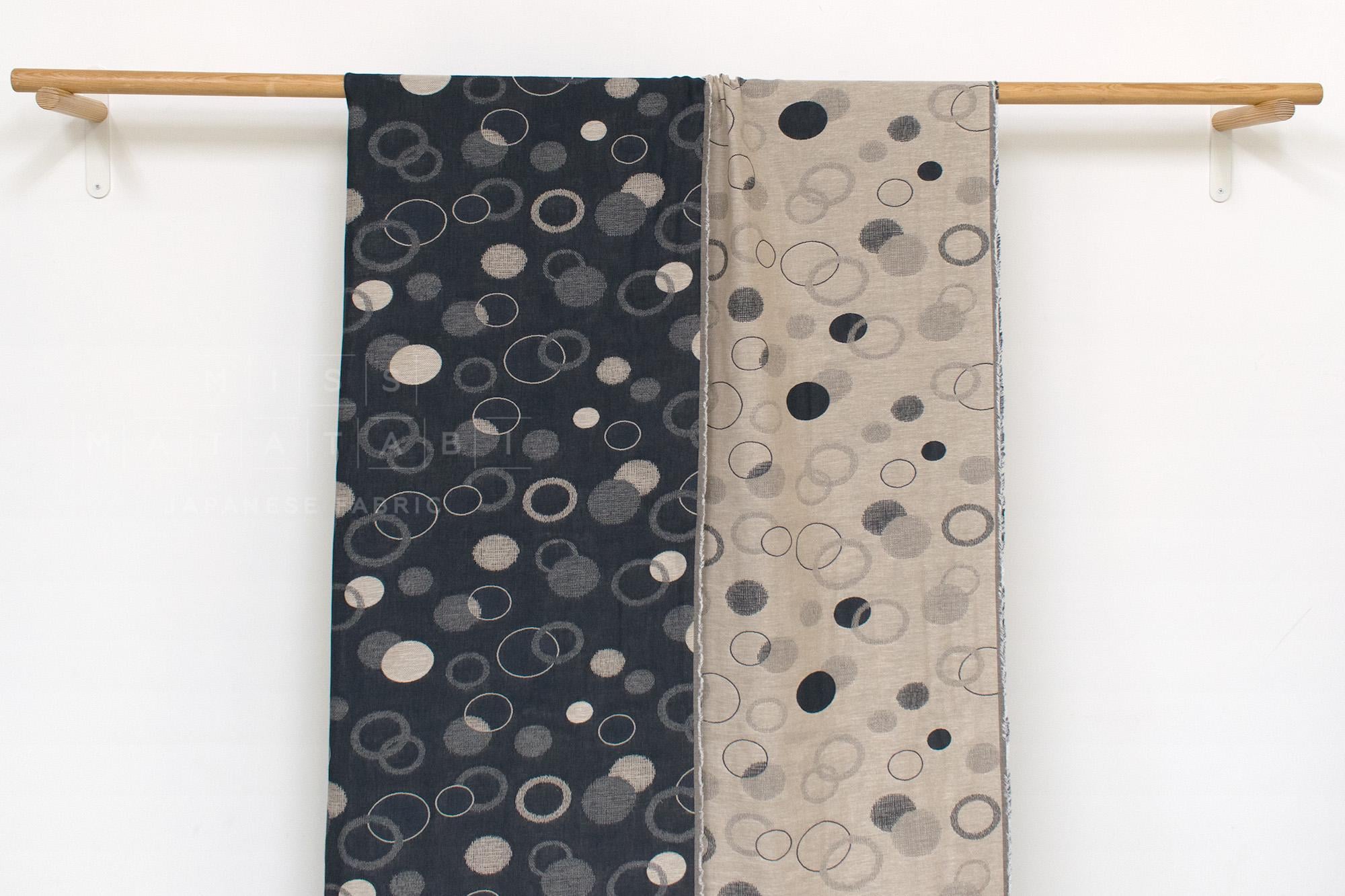 Japanese Fabric - Yarn Dyed Jacquard Maru - navy blue - 50cm