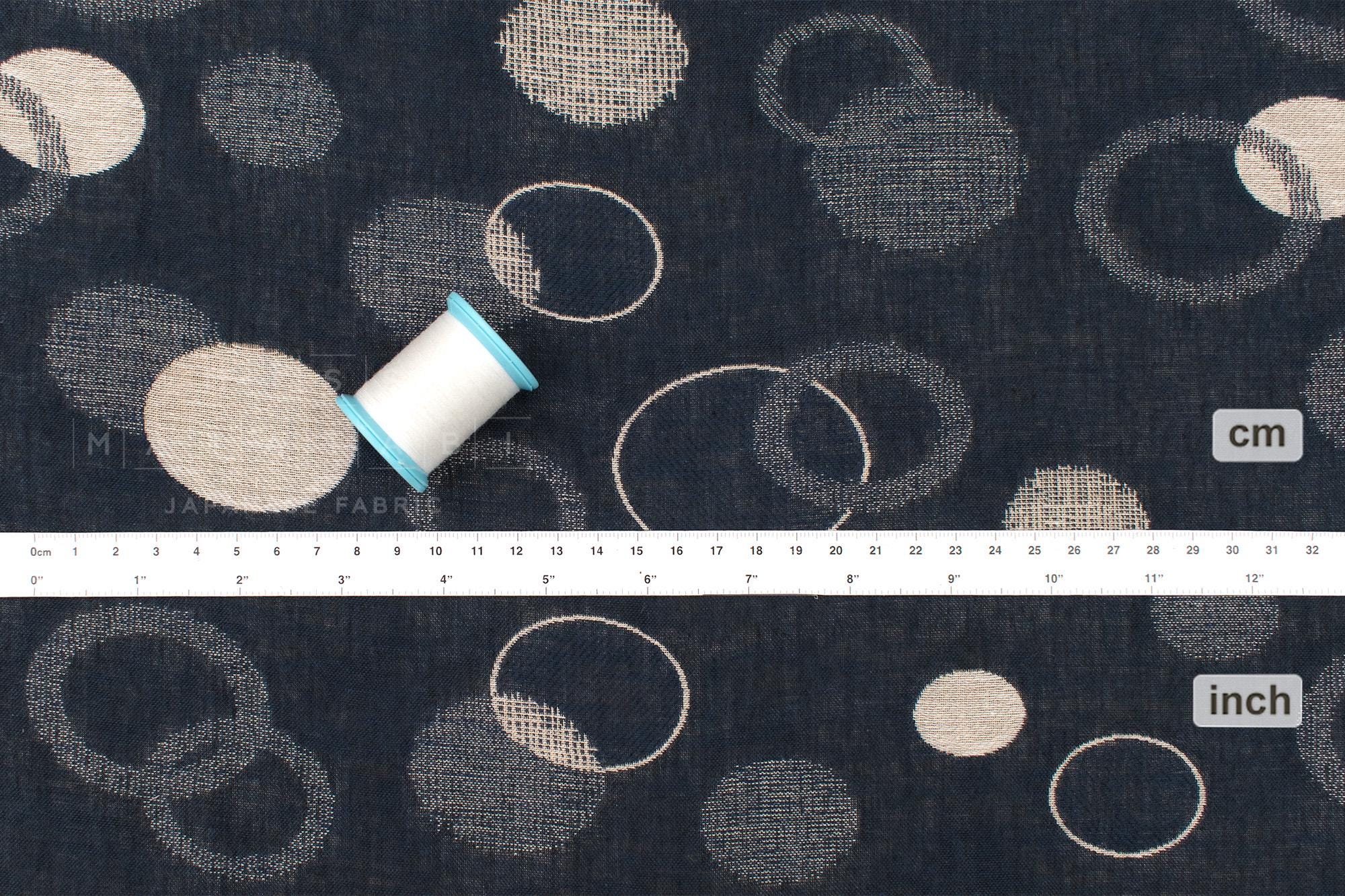 Japanese Fabric - Yarn Dyed Jacquard Maru - navy blue - 50cm