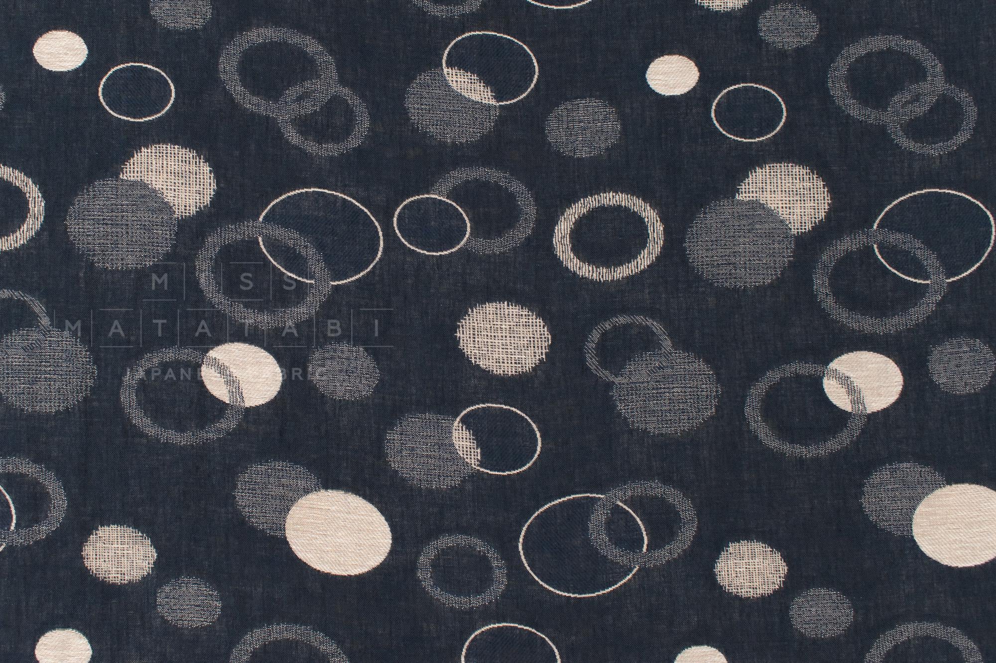 Japanese Fabric - Yarn Dyed Jacquard Maru - navy blue - 50cm