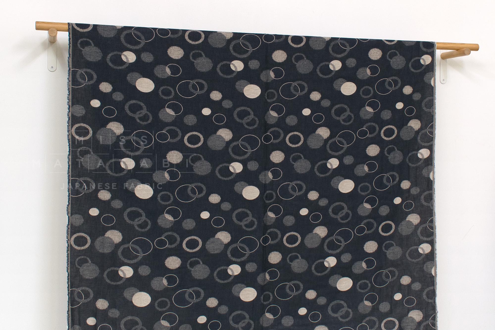 Japanese Fabric - Yarn Dyed Jacquard Maru - navy blue - 50cm
