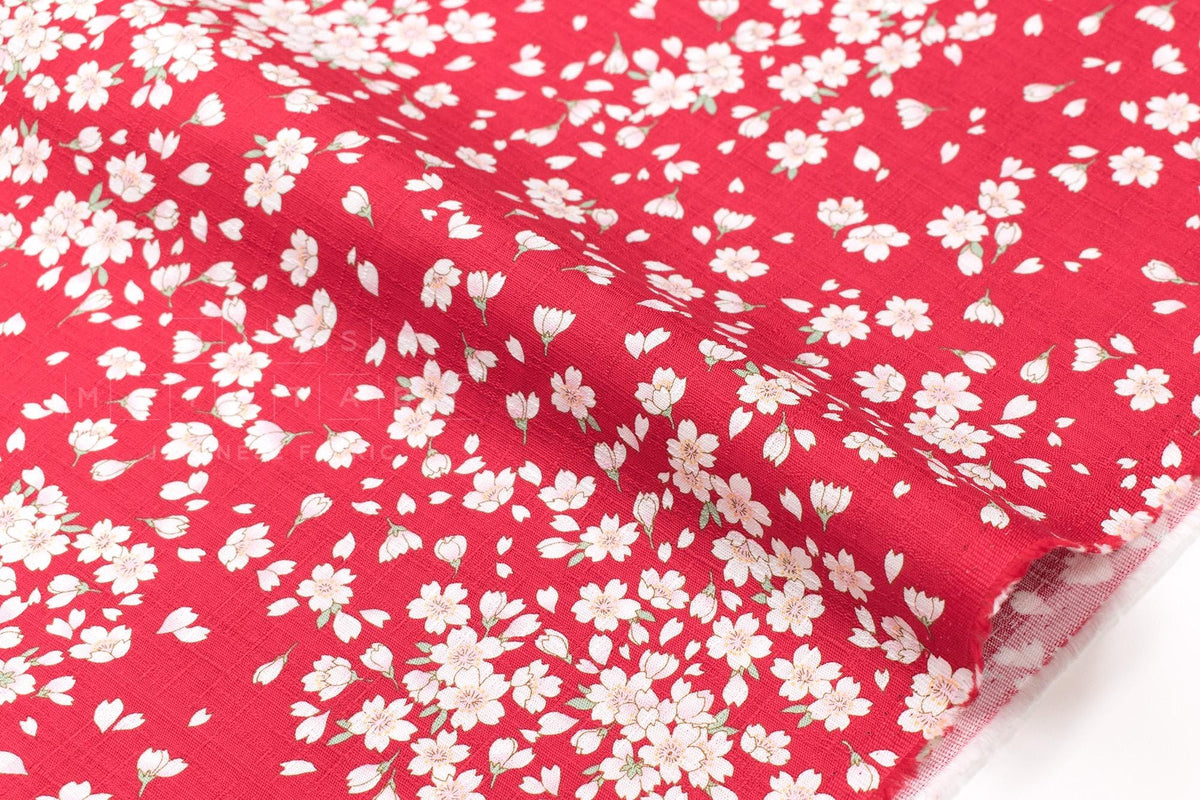 Japanese Fabric Floating Cherry Blossoms - red - 50cm
