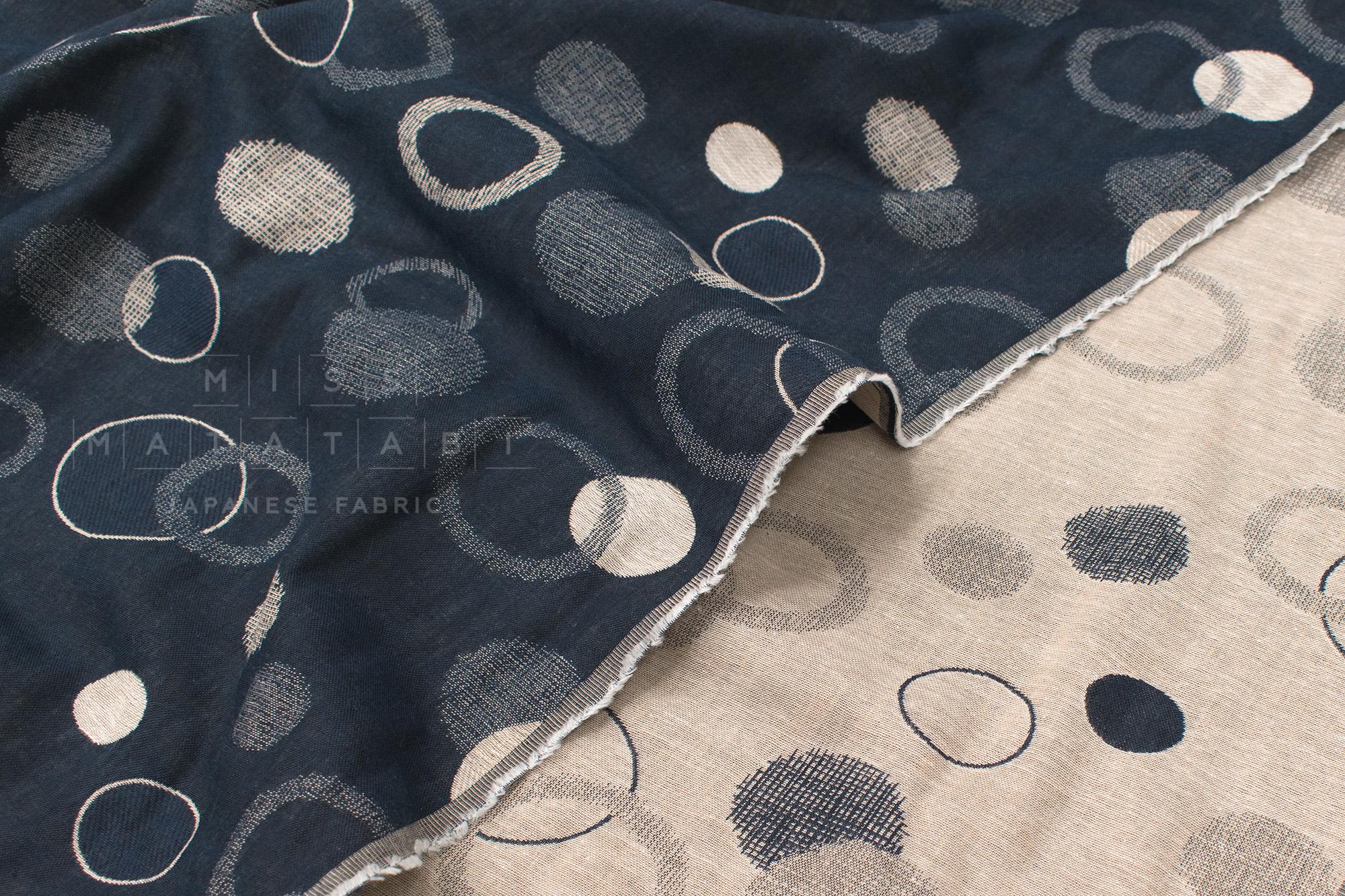 Japanese Fabric - Yarn Dyed Jacquard Maru - navy blue - 50cm