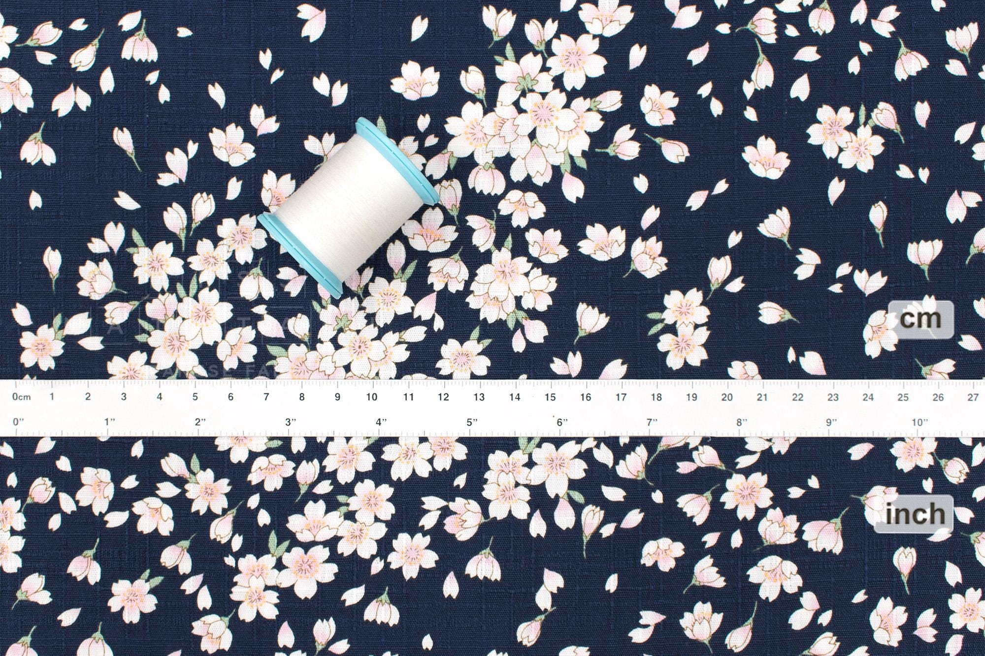 Japanese Fabric Floating Cherry Blossoms - navy blue - 50cm