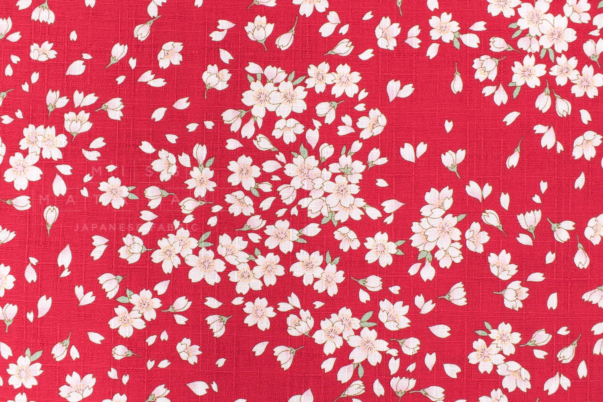 Japanese Fabric Floating Cherry Blossoms - red - 50cm
