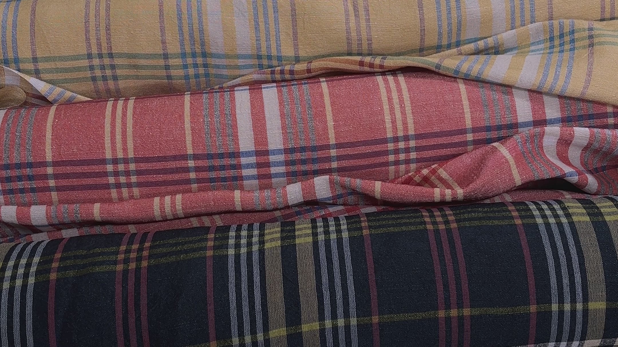 DEADSTOCK Linen Modal Cotton Plaid - dark green