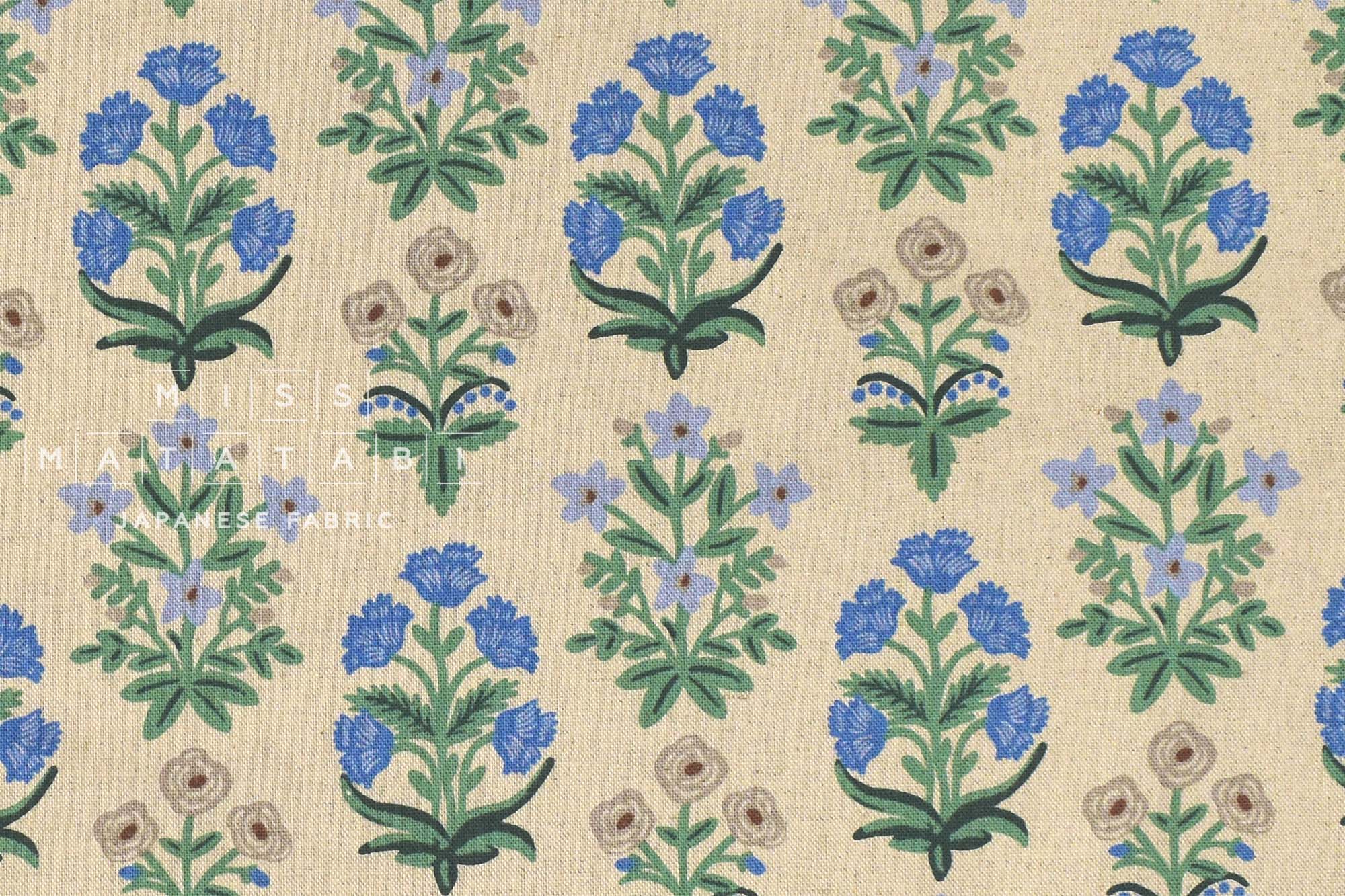Cotton + Steel Rifle Paper Co. Camont Canvas - Menagerie Mughal - blue