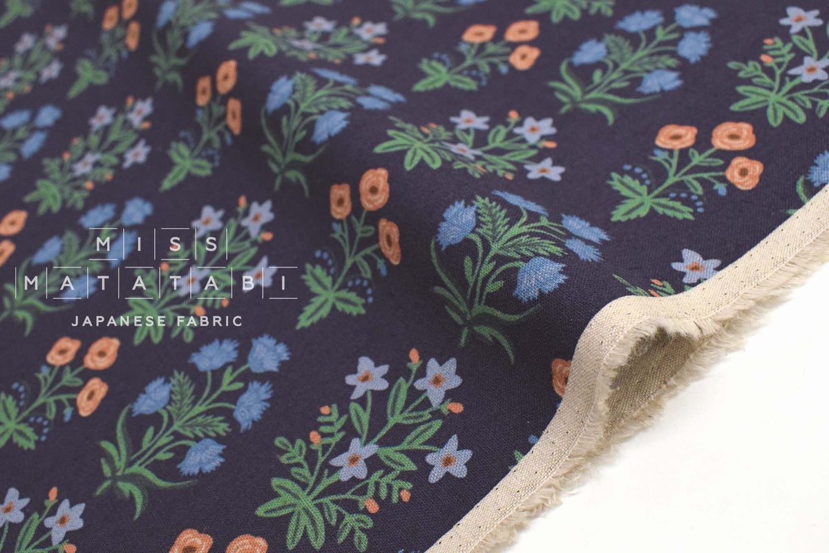 コットン + スチール ライフル ペーパー カンパニー カモン キャンバス - Menagerie Mughal - ネイビー