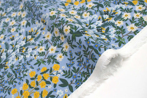 Cotton + Steel Rifle Paper Co. Camont Canvas - Wildwood Garden - blue