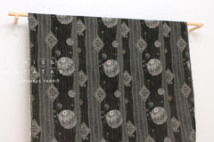 Japanese Fabric - yarn dyed woven mari jacquard - black, latte