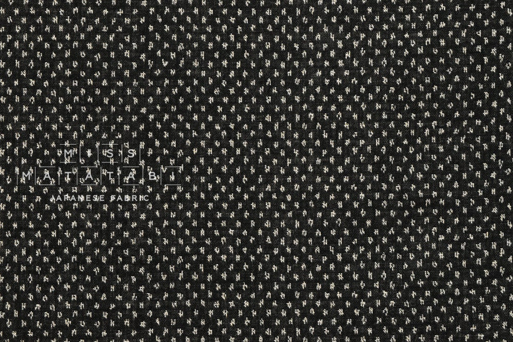 Japanese Fabric - yarn dyed woven dots jacquard  - black, latte - 50cm