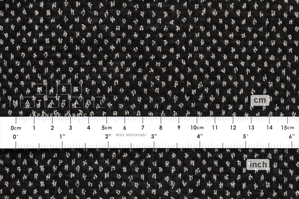 Japanese Fabric - yarn dyed woven dots jacquard  - black, latte - 50cm