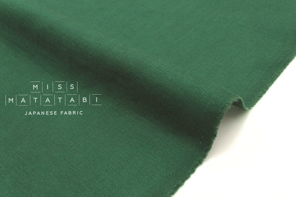 Japanese Fabric 100% brushed linen - green -  50cm