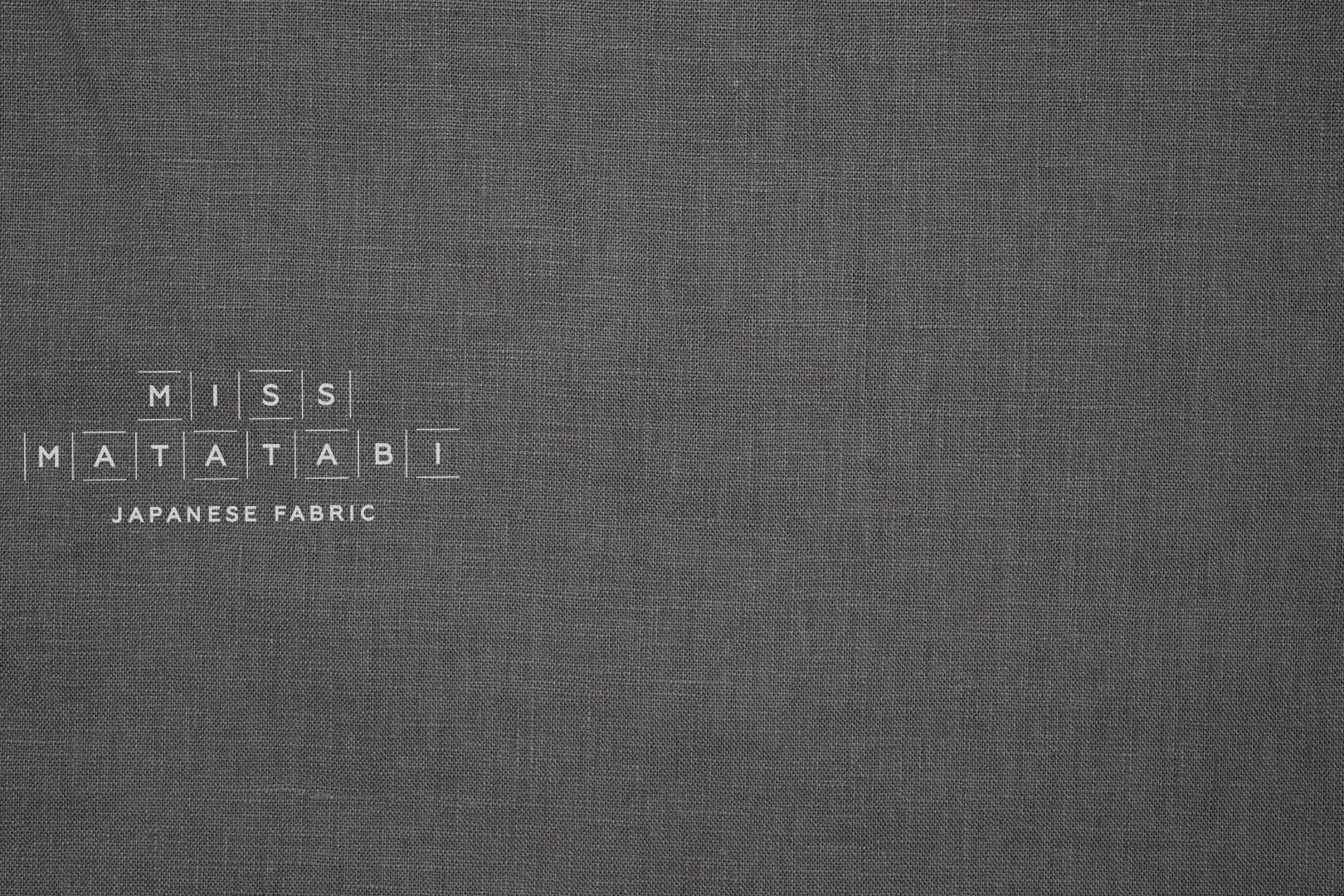 Japanese Fabric 100% brushed linen - grey -  50cm
