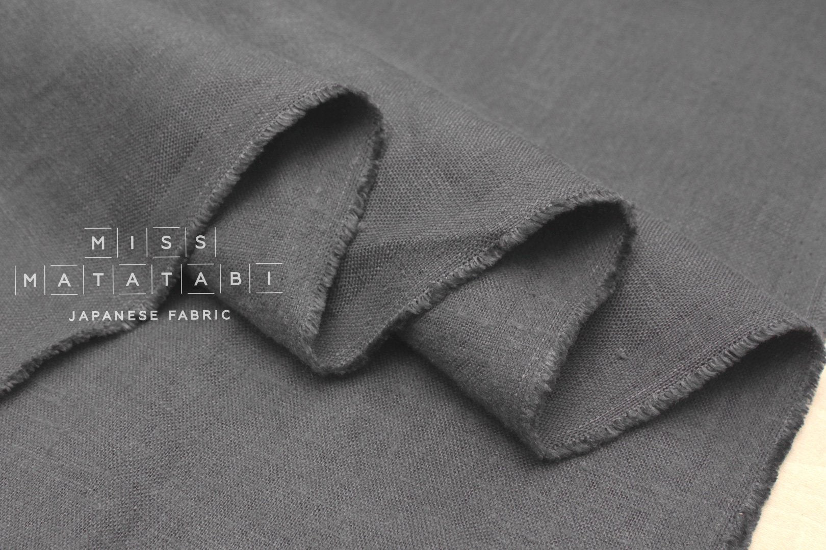 Japanese Fabric 100% brushed linen - grey -  50cm