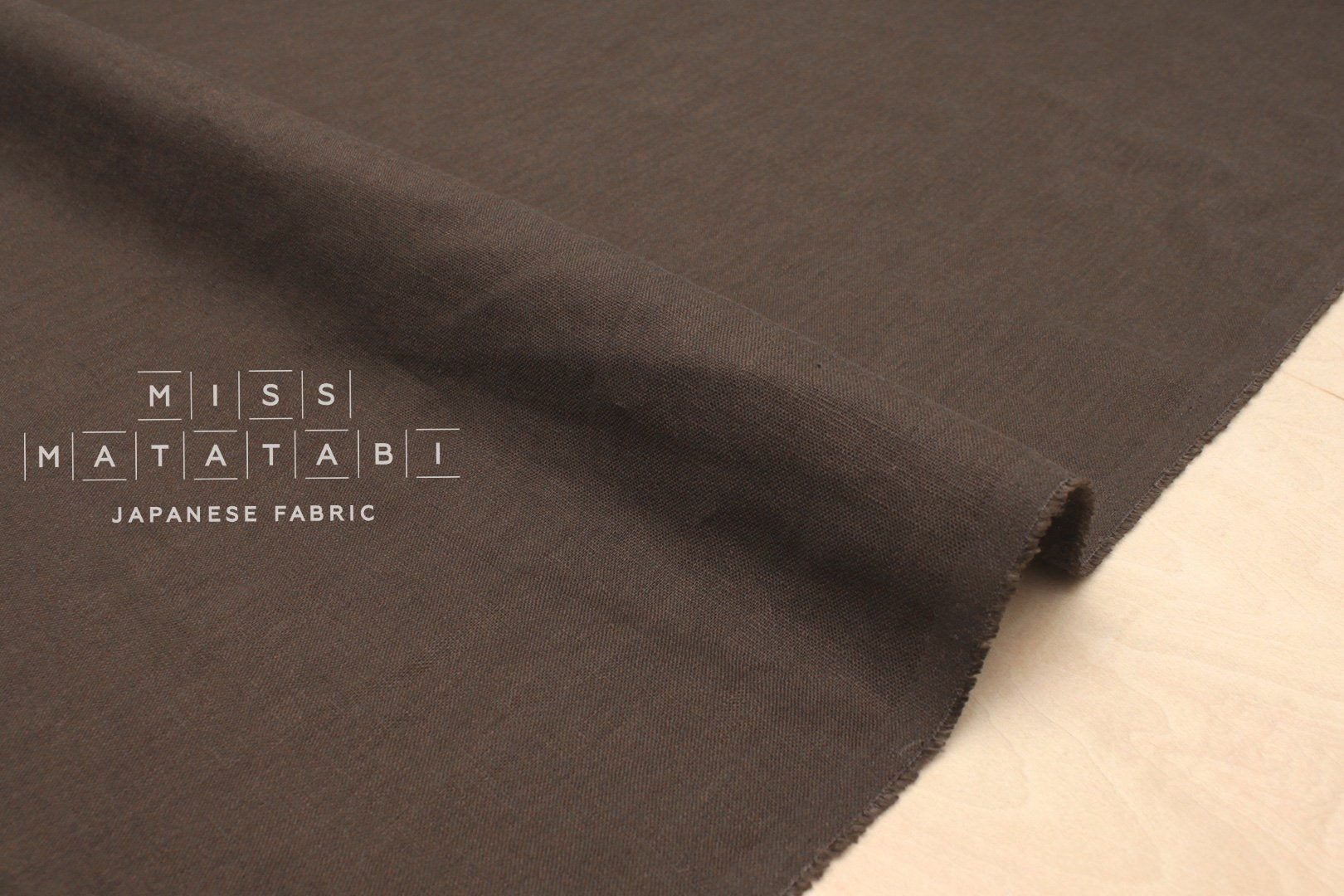 Japanese Fabric 100% brushed linen - chocolate -  50cm