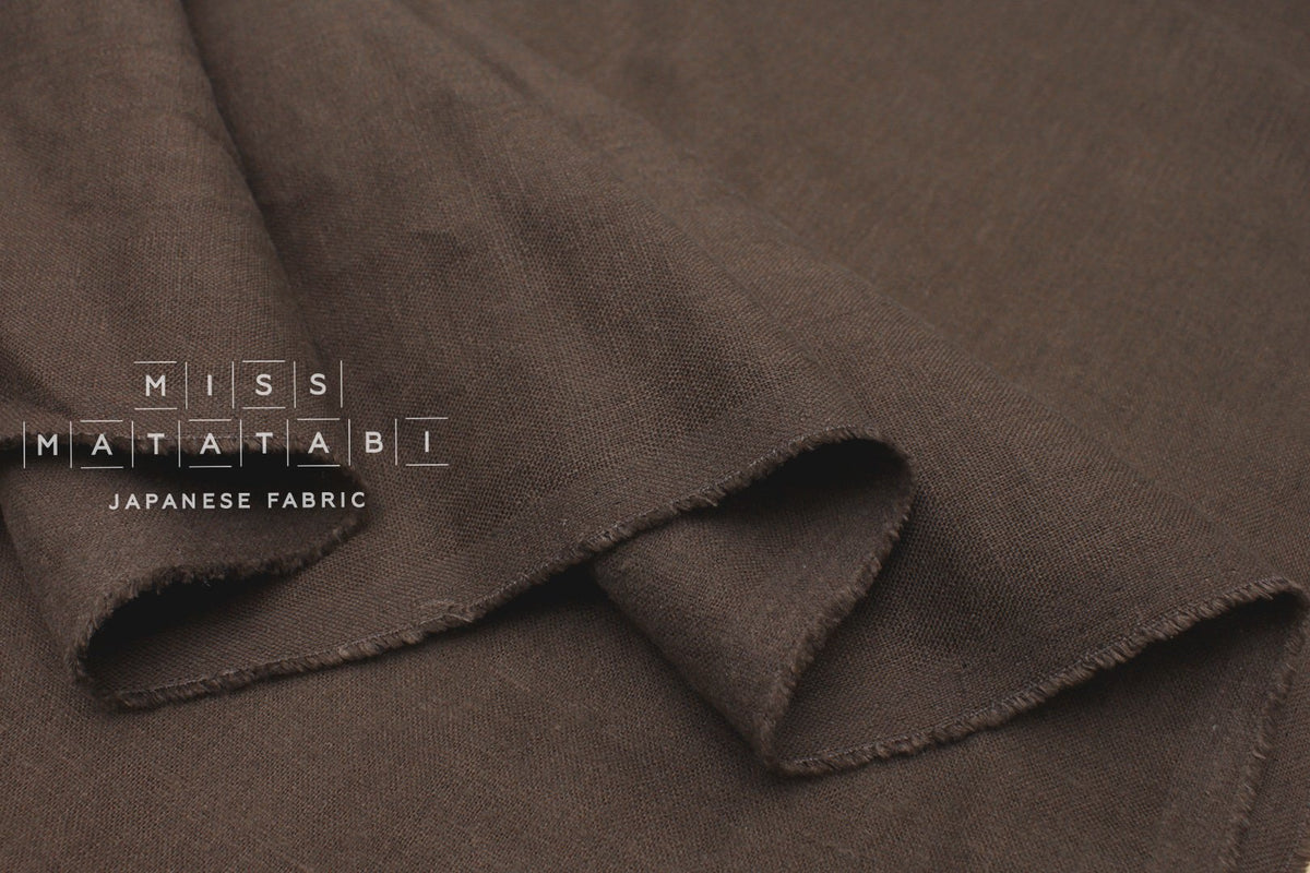 Japanese Fabric 100% brushed linen - chocolate -  50cm