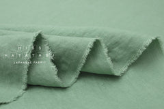 Japanese Fabric 100% washed linen - sage green -  50cm