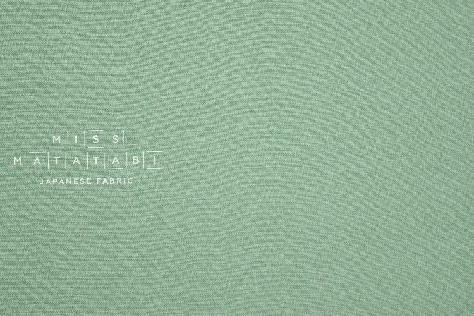 Japanese Fabric 100% washed linen - sage green -  50cm