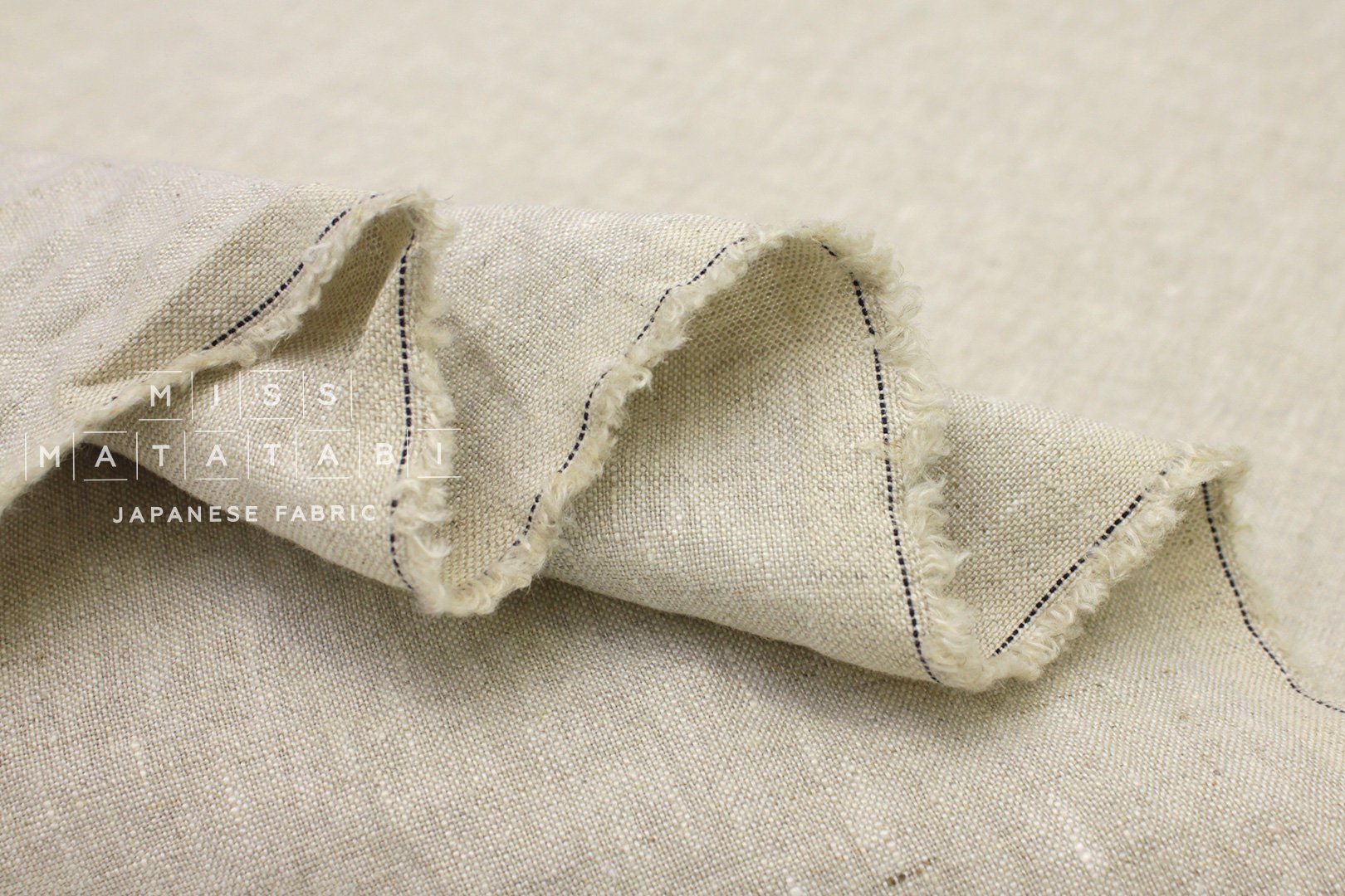 Japanese Fabric 100% washed linen - natural linen -  50cm