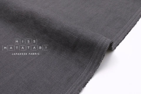 Japanese Fabric 100% washed linen - charcoal -  50cm