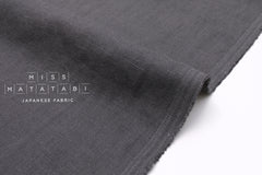 Japanese Fabric 100% washed linen - charcoal -  50cm