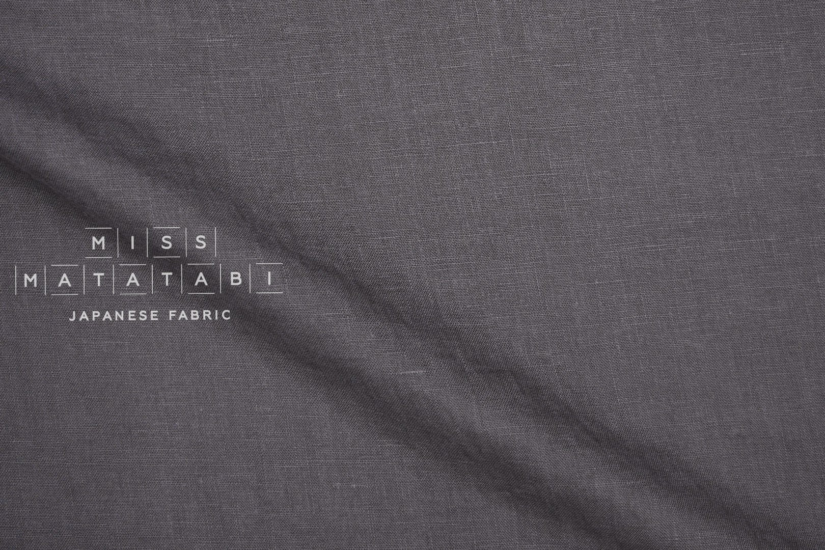 Japanese Fabric 100% washed linen - charcoal -  50cm