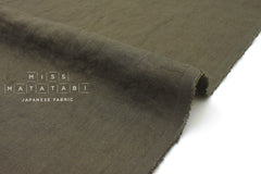 Japanese Fabric 100% washed linen - dark olive green -  50cm
