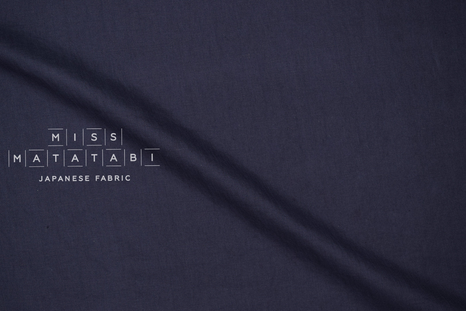 Japanese Fabric 100% washed linen - navy blue -  50cm