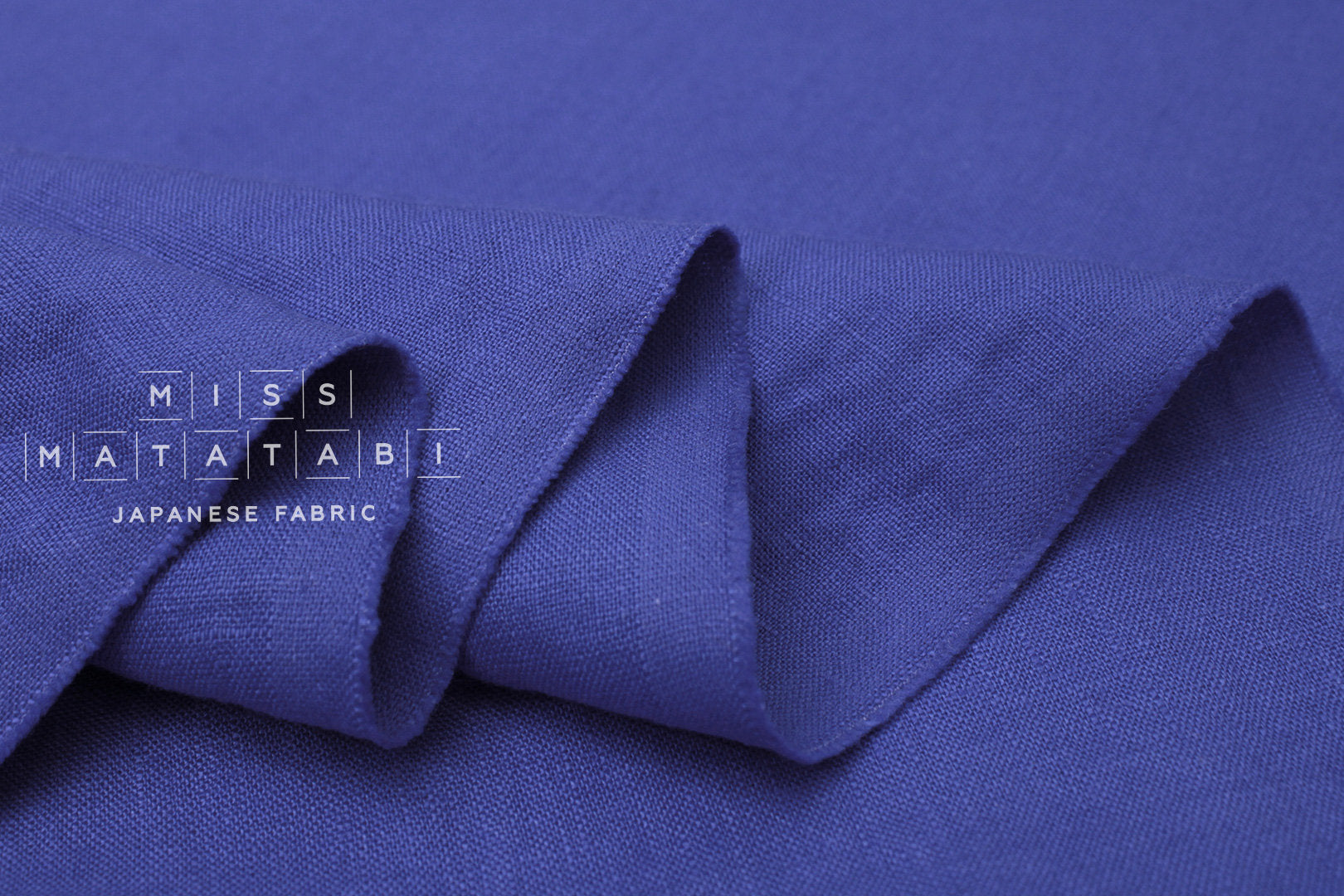 Japanese Fabric 100% washed linen - cobalt blue -  50cm
