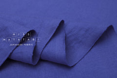 Japanese Fabric 100% washed linen - cobalt blue -  50cm