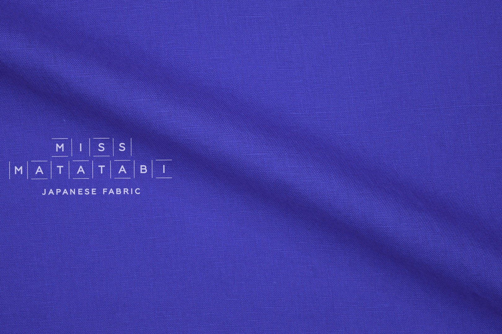 Japanese Fabric 100% washed linen - cobalt blue -  50cm