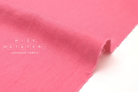 Japanese Fabric 100% washed linen - pink -  50cm