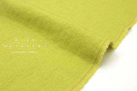Japanese Fabric 100% washed linen - lime -  50cm