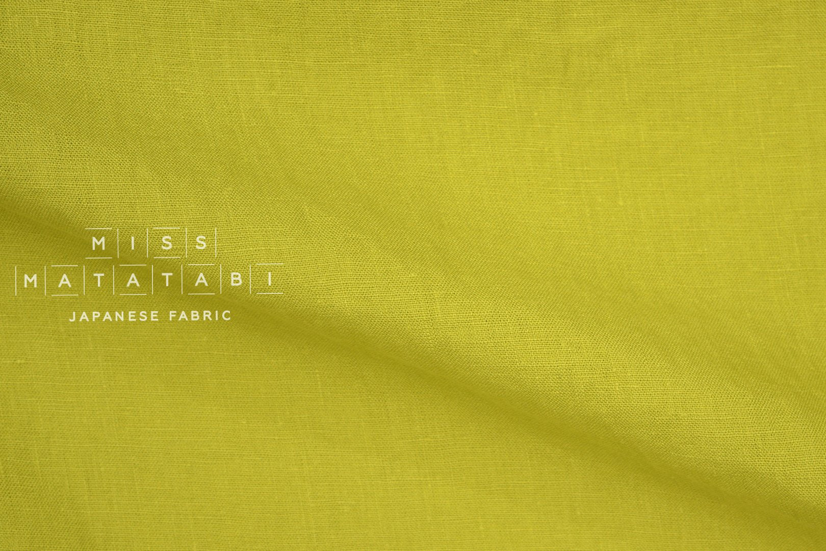 Japanese Fabric 100% washed linen - lime -  50cm