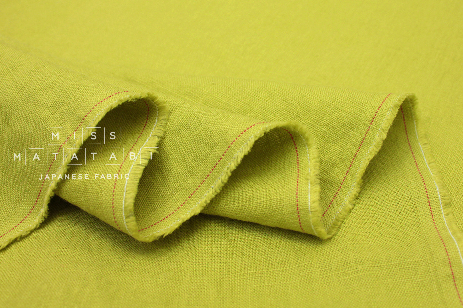 Japanese Fabric 100% washed linen - lime -  50cm