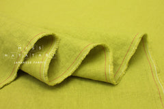 Japanese Fabric 100% washed linen - lime -  50cm