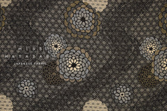 Japanese Fabric - Yarn Dyed Jacquard Peony  - black, latte - 50cm