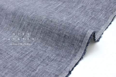 Japanese Fabric 100% Slub Linen - indigo blue -  50cm