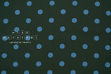 DEADSTOCK Japanese Fabric Polka Dots Brushed Cotton - forest green, blue - 50cm