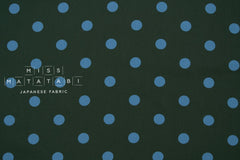 DEADSTOCK Japanese Fabric Polka Dots Brushed Cotton - forest green, blue - 50cm