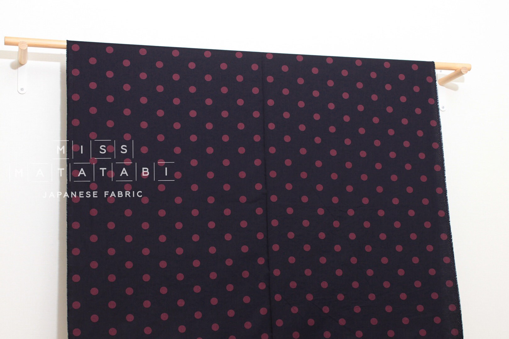 DEADSTOCK Japanese Fabric Polka Dots Brushed Cotton - navy blue, wine - 50cm