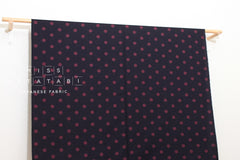 DEADSTOCK Japanese Fabric Polka Dots Brushed Cotton - navy blue, wine - 50cm