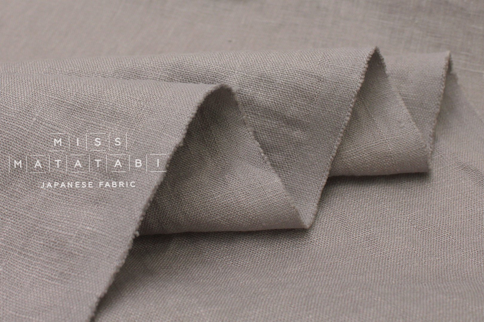 Japanese Fabric 100% washed linen - taupe -  50cm