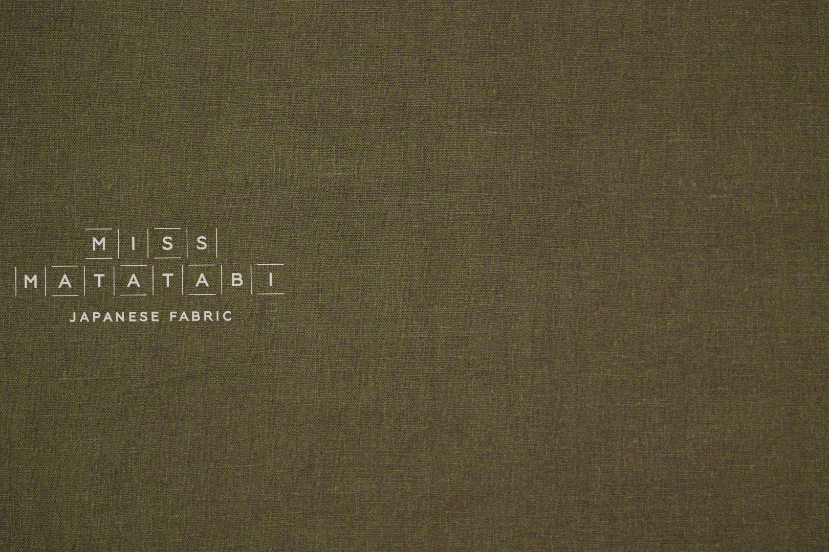 Japanese Fabric 100% washed linen - dark olive green -  50cm