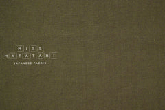 Japanese Fabric 100% washed linen - dark olive green -  50cm