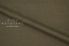 Japanese Fabric 100% washed linen - dark olive green -  50cm