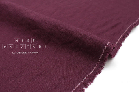 Japanese Fabric 100% washed linen - berry -  50cm