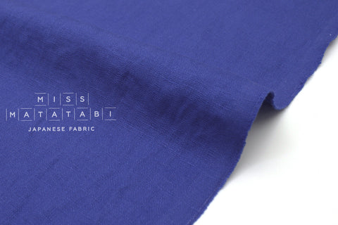 Japanese Fabric 100% washed linen - cobalt blue -  50cm
